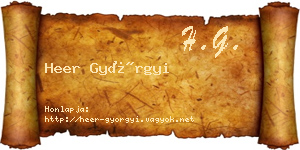 Heer Györgyi névjegykártya